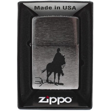 Зажигалка Zippo 200 Bronco Cowboy Brushed Chrome Бензиновая