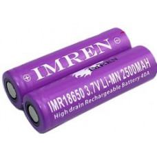 Аккумулятор 18650 IMREN 2500 mAh 40A незащищенный (плоский) LI-MN ВысокоАмперный