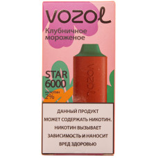 Вейп Vozol Star 6000 тяг Клубничное мороженное 2% Одноразовый