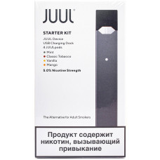 JUUL Kit Графит Набор с картриджами Mango, Classic Tobacco, Vanilla, Mint 0.7 мл
