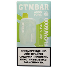 Вейп GTMBAR Flow 6000 Sour Apple Кислое Яблоко Одноразовый GTM Bar