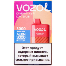 Вейп Vozol Alien 3000 тяг Клубничное Мороженое (Клубничный Коктейль) 2% Одноразовый