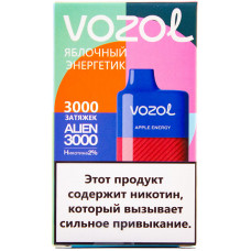Вейп Vozol Alien 3000 тяг Яблочный Энергетик 2% Одноразовый