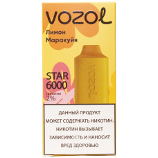 Вейп Vozol Star 6000 тяг Лимон Маракуйя 2% Одноразовый