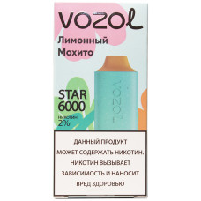 Вейп Vozol Star 6000 тяг Лимонный Мохито 2% Одноразовый